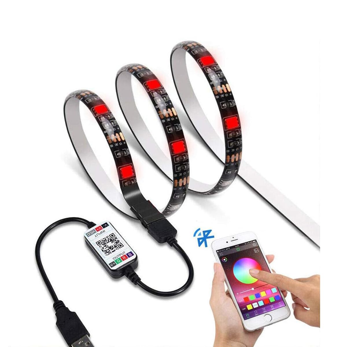 HOUSON 5M LED Strip Light, 5050 150LED Waterproof Lights Music Sync Color Changing RGB with Remote App Control 5V 2A USB