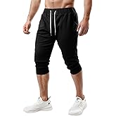 Ohoo Men's 3/4 Capri Joggers Pants Slim Fit Lightweight Yoga Running Workout Active Pants Casual Wear