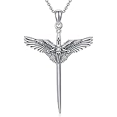 LWXIE Diamond Angel Wings Sword Necklace 925 Sterling Silver Angel Wings Sword Pendant Sword of Faith Necklace Jewelry Gifts for Women Wife Girlfriend