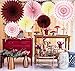 Burgundy Pink Birthday Party Decorations/Fall Bridal Shower Decorations/Valentines Day Decor/7pcs Burgundy Cream Pink Pinwheels Tissue Paper Fans Fall Bachelorette Party Decorations/Burgundy Wedding