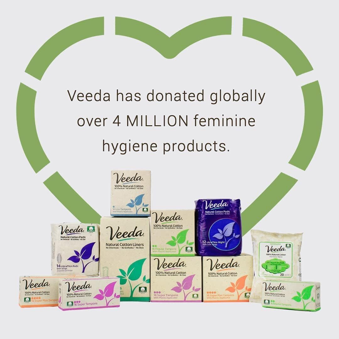 Veeda Natural Cotton Night Pads for Women - Overnight Heavy Flow Absorbent Ultra-Thin Feminine Pad - Hypoallergenic Period pads with Wings - Unscented & Chlorine free Sanitary Napkins - 36 Count