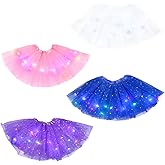 4 Pcs Girls Light up Tutu Skirt Light Up Dancing Skirt Tulle Ballet Dress Up,3 Layered Sparkly Party Tutu Costume for 2-8 Year
