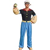 Arvilhill Men's 7 Pcs Popeye Costumes Halloween Deluxe Full Set Sailor Outfits (S-3XL)