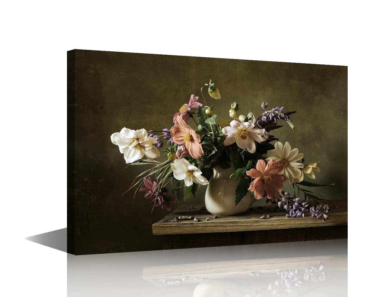 TISHIRON Still Life Flowers in Vase Painting Canvas Wall Art Modern Artwork Contemporary Wall Decor for Lving Room Bedroom Home Office Decorations Framed Ready to Hang 16" x 24" — image 1