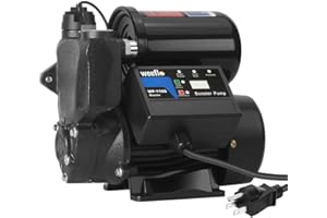 Weeflos 1.5HP Automatic Booster Pump, 1600 GPH Water Pump, 100ft Max Head, Mechanical Pressure Switch, Self-Priming Utility Pump for Shower, Irrigation, Basement, Garden, Pool (1.5HP/100FT)