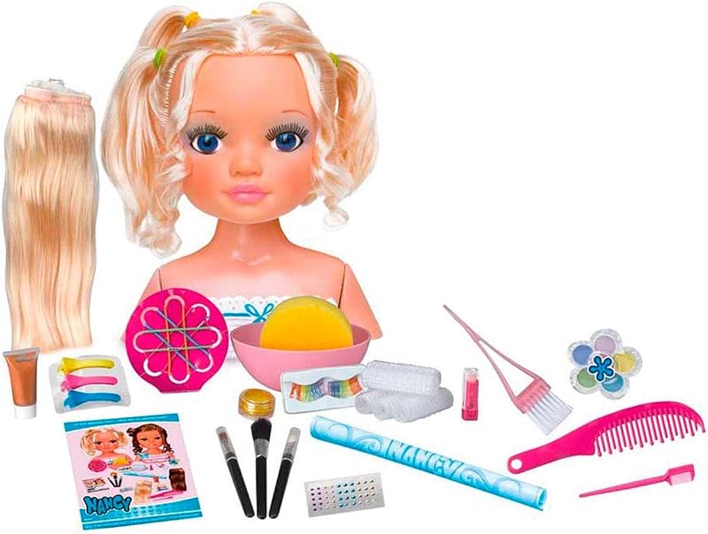 Un día de Secretos de Belleza Rubia, Busto de muñeca con el Pelo Largo para peinar y maquillar, con Accesorios de Belleza como peines, Brochas, Pestañas postizas o Pegatinas, Colores Surtidos — foto 2 de 6