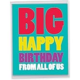 NobleWorks - 1 Happy Birthday Greeting Card Jumbo (8.5 x 11 Inch) - Celebration, Appreciation Stationery for Birthdays - Big Happy Birthday from Us J3900BDG