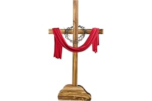 Lineshading 59 Inch Extra Large Wood Cross Christmas Standing Cross Decoration Jesus Christ Catholic Crafted He Is Risen Outdoor Decor for Party Wedding Communion Churchr Decor