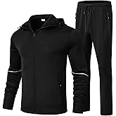 BGOWATU Men's Tracksuits Set Full Zip Jacket Hoodie Sweatsuit Running Sport Pants Outfits for Men with Zipper Pockets