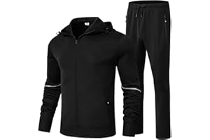 BGOWATU Men's Tracksuits Set Full Zip Jacket Hoodie Sweatsuit Running Sport Pants Outfits for Men with Zipper Pockets