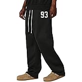 ZAFUL Men's Baggy Casual Pants Letter Graphic Sweapants Drawstring Lounge Straight Leg Track Pants with Pockets(1-Black, M)