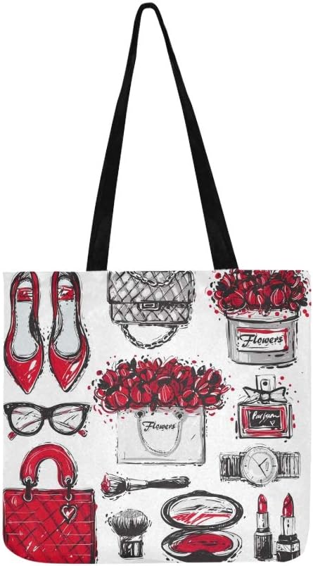 Big Fashion Sketch Set Hand Canvas Tote Handbag Shoulder Bag Crossbody Bags Purses for Men and Women Shopping Tote