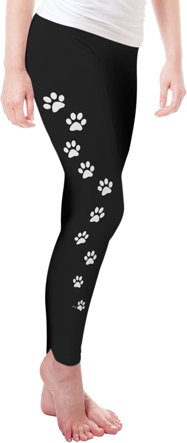 TWISTED ENVY Women's Paw Prints Leggings XLarge Black Amazon.co.uk