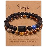 Zodiac Bracelets for Women Black Obsidian Bracelet Constellation Horoscope Crystals Tiger Eye Beads Bracelet Jewelry Gifts 2 Pcs