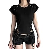 Inpunktoo Grunge Hippie Crop T Shirt Women Goth Y2k Crew Neck Punk Harajuku Fashion Short Sleeve Petite