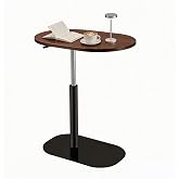 C Table Height-Adjustable 360&deg; Swivel Side Table, Walnut Finish | Compact Table for Small Spaces，Living Room &amp; Bedroom End Table，Sofa Side Table，Base Can Slide Under the Bed