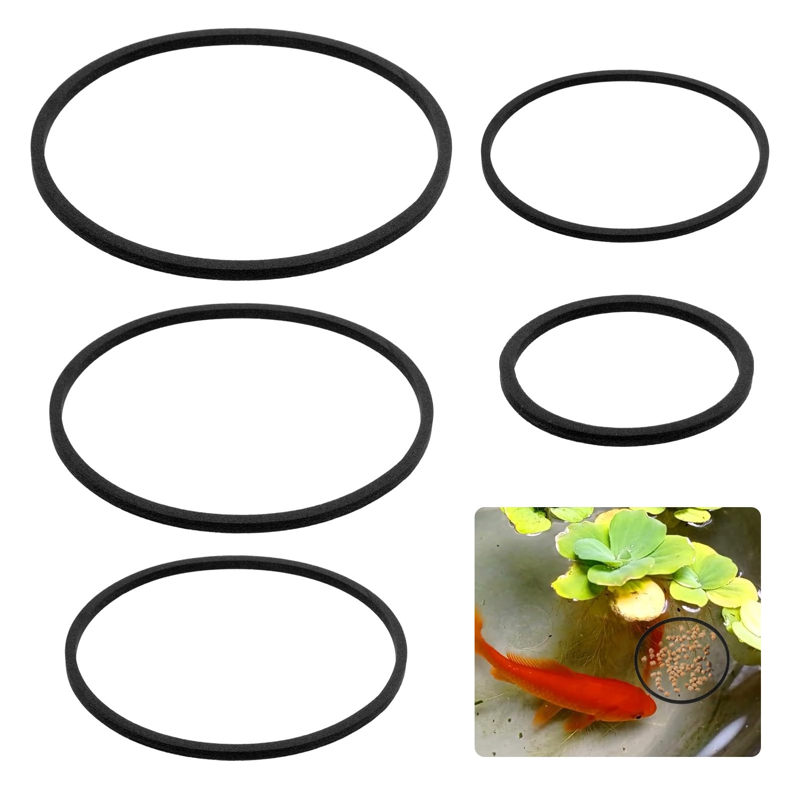 Photo 1 of Lnngub 5 Pcs Fish Feeding Ring,Aquarium Floating Plant Rings Aquarium Floating Plant Barrier Foam Floating Plant Corral Aquarium Feeding Ring Round Feeding Ring for Fish Tank,Black