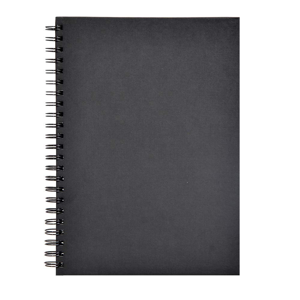 Clairefontaine - Ref 134254C - Goldline Wirebound Pad (64 Ivory Sheets) - A4 Size, 140gsm Paper, Portrait Layout - Black Cover - Suitable for Dry Techniques