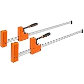 Jorgensen 36-inch Bar Clamps Set, 2-pack Cabinet Master 90&deg; Parallel Clamps | Steel Jaw Bar Clamps for Woodworking, 1500 lbs Clamping Force