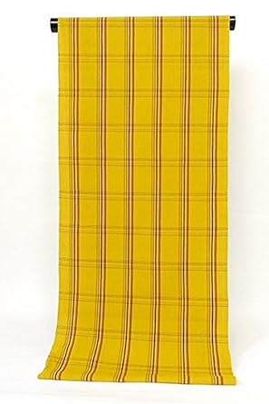 【クリックで詳細表示】カット売り(10cm～購入可)女性浴衣 反物 黄色(格子) 教材用 綿紬 先染め 女物 盆踊り デート 花火大会 ゆかた 未仕立て メール便6mまで対応可