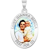 PicturesOnGold.com Saint Gianna Beretta Molla Oval Color Religious Medal - 1/2 X 2/3 Inch Size of Dime, Sterling Silver