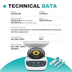 JOANLAB Centrifuge Machine 2ml/5ml/10ml/15ml/50ml x