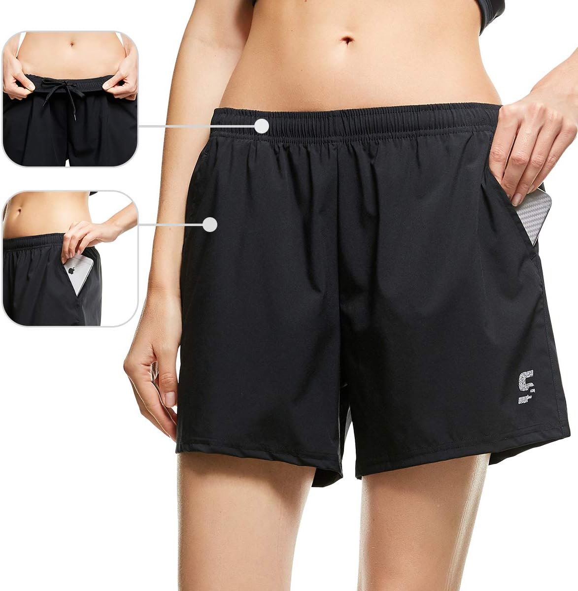 SS COLOR FISH Womens Sports Running Shorts with Pockets, Quick Dry Workout Gym Athletic Shorts for Women