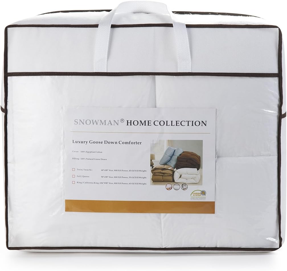 SNOWMAN White Goose Down Comforter Full/Queen Size 100% Cotton Shell Down Proof-Solid White Hypo-allergenic: Kitchen & Dining