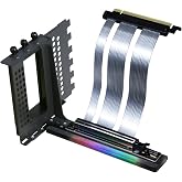 GIGA-MEGA PCIe X16 GEN5 Riser Cable with GPU Vertical Mount Bracket PCIe 5.0 for Future RTX5090 (Black Bracket V3)
