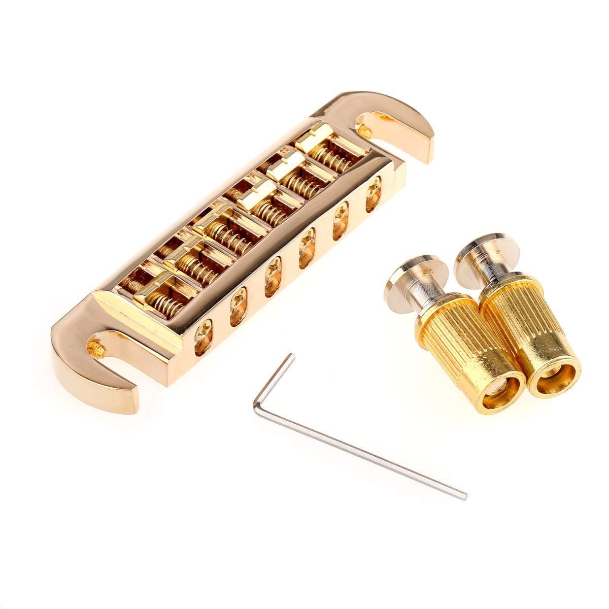 Musiclily Pro 52.5mm Pigtail Style Adjustable Wraparound Bridge Tailpiece for Les Paul Style Electric Guitar, Gold
