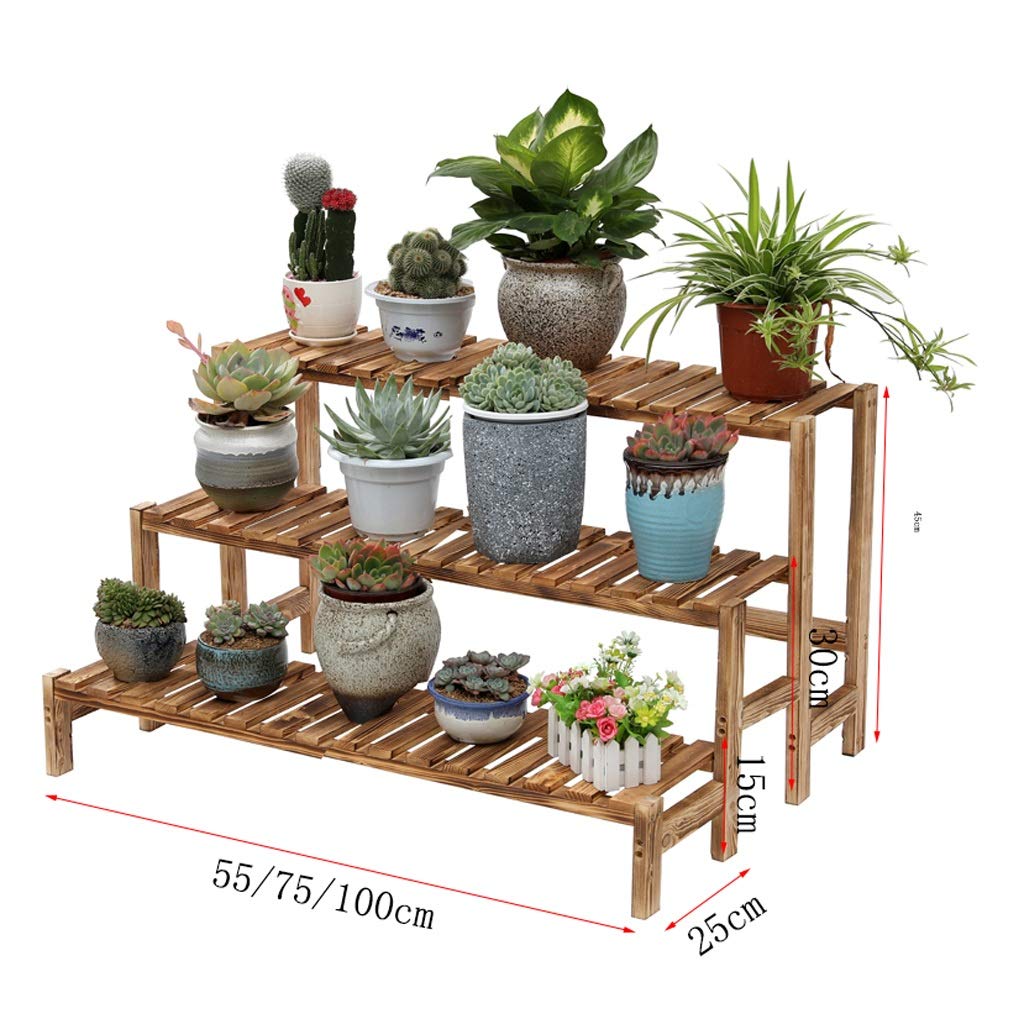 HBY Estante De La Escalera De Flores con 3 Niveles De Madera ...