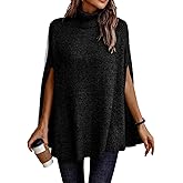 Spicy Sandia Women Turtleneck Poncho Sweater Cape Knit Pullover Solid Sweaters