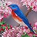 King Silk Art 100% Handmade Embroidery Framed Eastern Bluebird Oriental Wall Hanging Art Asian Decoration Tapestry Artwork Picture Gifts 31106WFB1