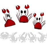 3 Pieces Felt Crab Hat for Party Novelty Cap 3D Crab Funny Party Seafood Hat Costume Cap Animal Headgear with Claws for Unisex Adults