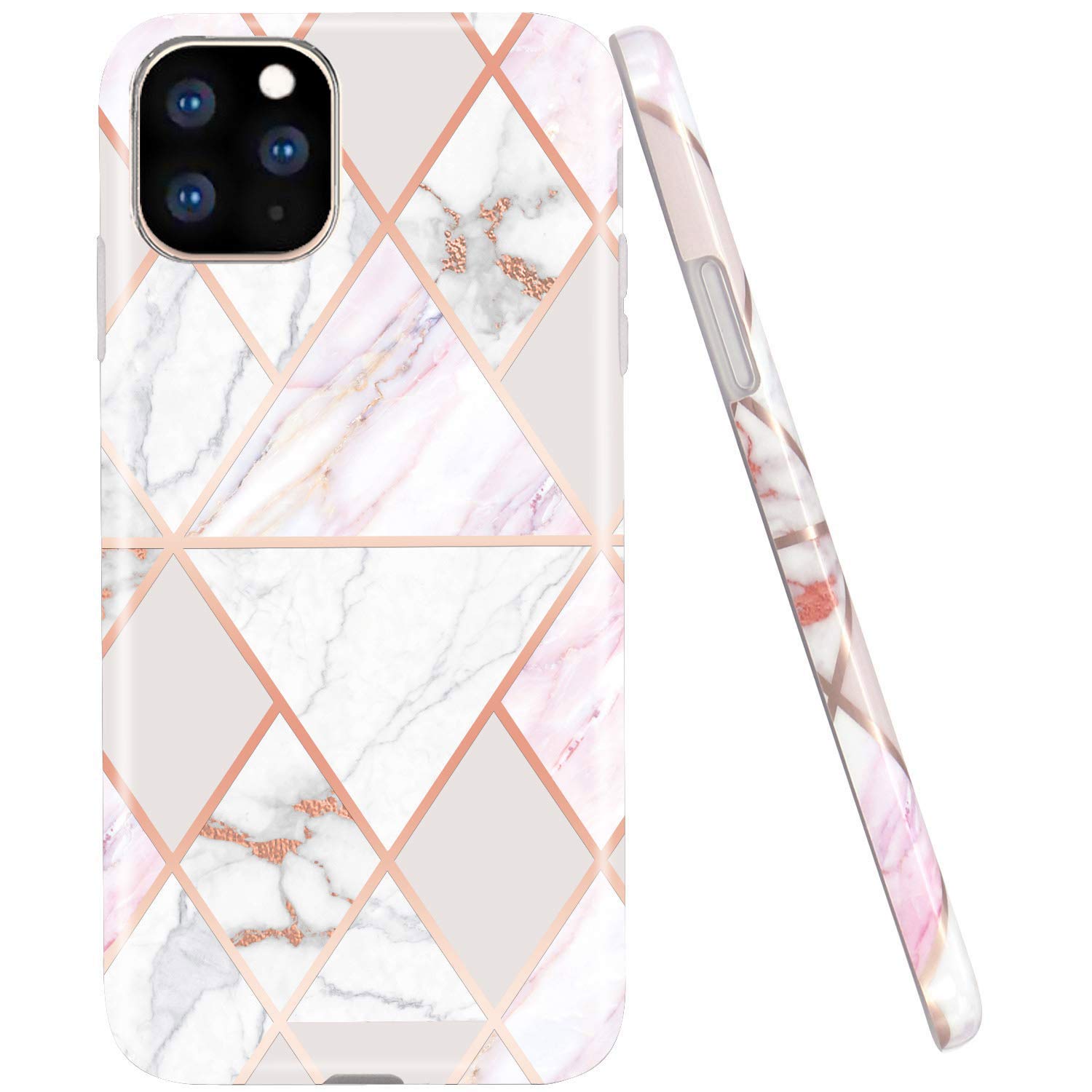 Jaholan Iphone 11 Pro Case Shiny Rose Gold Geometric Marble Design Clear Bumper Tpu Soft Rubber Silicone Cover Phone Case For Iphone 11 Pro 5 8 Inch 19 White Pink Buy Online In India At Desertcart