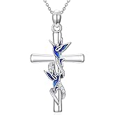 YYB Cross Necklace Valentines Day Gifts for Women 925 Sterling Silver Pendant Butterfly/Dragonfly/Bee/Ladybug/Hummingbird Cross Jewelry Gifts for Her