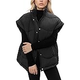 MOMOSTAY Women's Oversized Puffer Vest Zip Up Winter Casual Warm Lightweight Sleeveless Padded Jackets