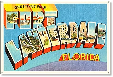 Fort Lauderdale Florida FL Postcard Metal Sign #2 Wall Decor Large Letter Travel Greetings Souvenir 36x24”