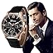 Mens Quartz Watch,COOKI Unique Analog Business Casual Fashion Wristwatch,Clearance Cheap Watches with Round Dial Case,Comfortable PU Leather Band-W12