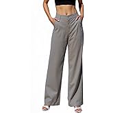 Beninos Women's Cotton Linen Summer Palazzo Pants Flowy Wide Leg Beach Trousers with Pockets