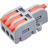 XALXMAW 10Pcs Lever Wire Connectors, 1 in 3 Out DIY Mini Splice Compact Quick Electrical Connector, 24-12 AWG