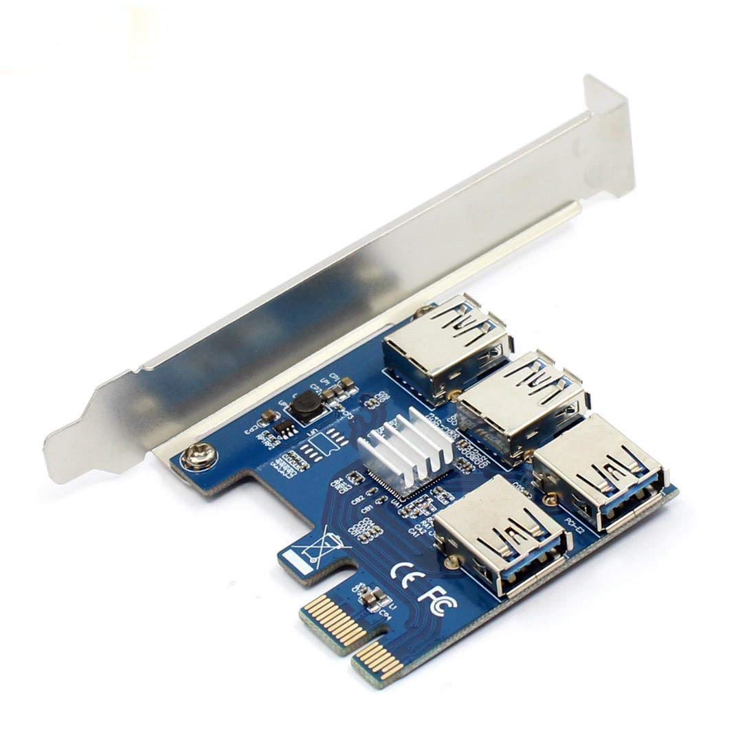 WBTUO Riser Card PCI-E USB 3.0 PCIe Port Multiplier Card PCI Express PCIe 1 to 4 PCI-E to PCI-E for BTC Miner Machine
