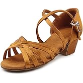 MSMAX Girls Latin Dance Shoe Low Heel Salsa Dancing Sandals for Women