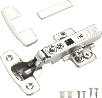 FURNIWARE 10 pcs Soft Close Cabinet Hinge 4D Adjustable Nickel Plated