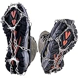 WEYN Ice and Snow Crampons Microspikes 8 Teeth Stainless Steel Anti-slip Traction Cleats for Everyday Safety in Winter, Black 1 pair M (US 5-7.5)