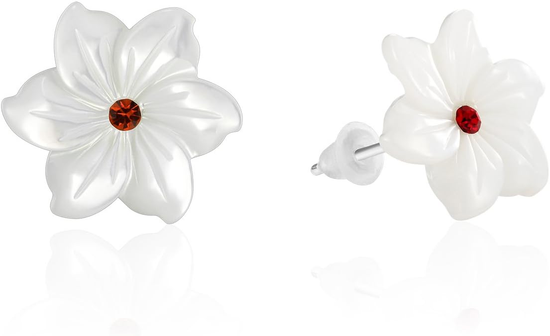 VOGUEA Women Natural Shell Floral Stud Earrings