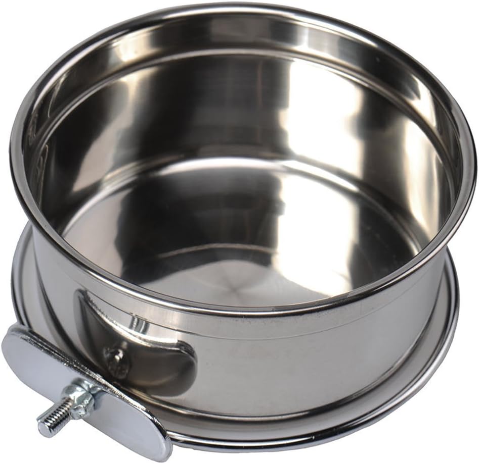 Pet Bird Food Feeding and Drinking Hanging Cup Clamp Holder Stainless Steel Hanging Bowl for Parrot Macaw African Greys Budgies Parakeet Cockatiels Conure Lovebirds Finch Pigeon Cage - Image 5