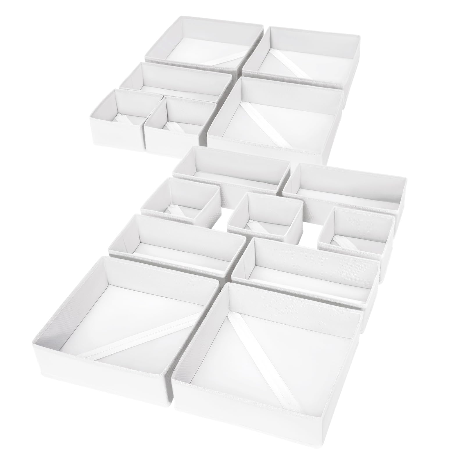 Photo 1 of DIMJ Drawer Organizer Clothes, 15 Pack Fabric Drawer Organizer Bins, Foldable Baby Clothes Organizer & Dresser Organizer For Nursery, Clothes, Bedroom, Closet, Socks, Bra, Tie,White
