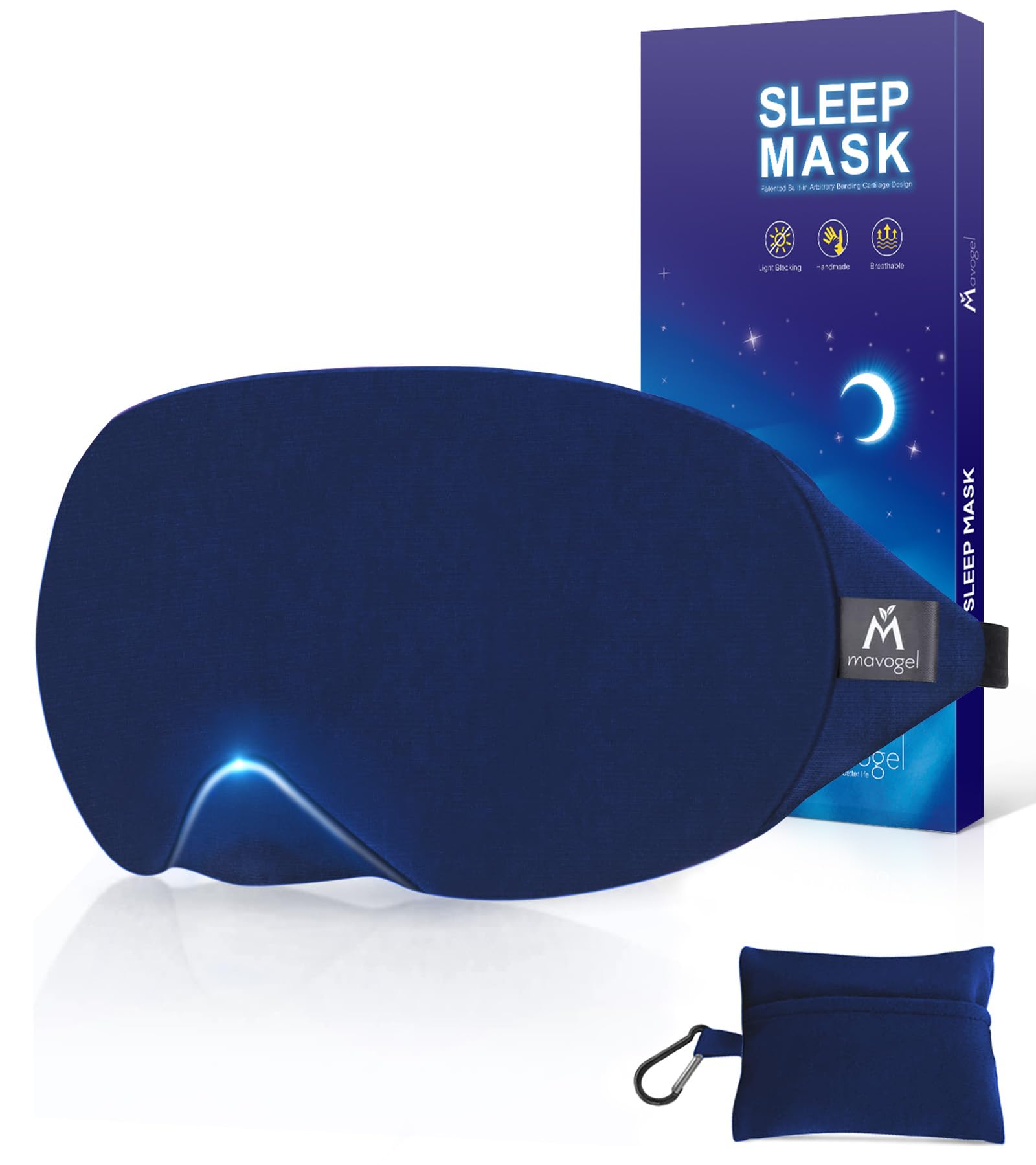 Photo 1 of Mavogel Cotton Sleep Mask - 100% Handmade, Light Blocking Sleep Eye Mask with Updated Bending Nose Design, Soft Sleeping Mask for Women Men, for Sleep/Office/Naps, Includes Travel Pouch (Starry Blue)