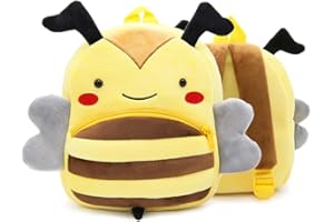 BEFUNIRISE Toddler Backpack for Boys and Girls, Cute Soft Plush Animal Cartoon Mini Backpack Little For Kids 1-6 Years (Bee)
